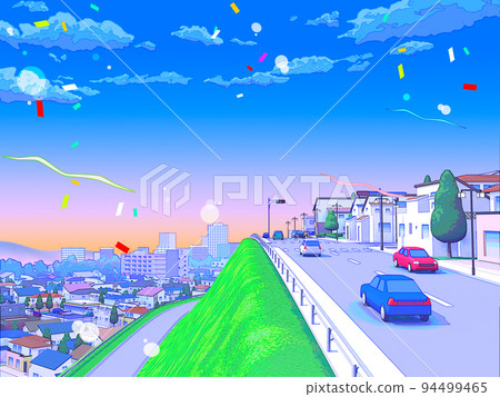 Residential area CG pastel color cityscape background pop Residential area CG pastel color cityscape background pop 94499465