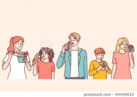 People eating different food People eating different food 94499819
