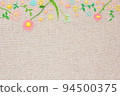 Flower embroidery on fabric, horizontal 94500375