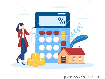 Mortgage Template Hand Drawn Cartoon Flat Illustration of Term Credit Debt by House Loan or Money Investment to Real Estate Property Design 94500810