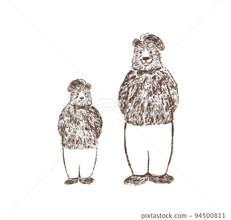 親子熊穿著相配的貝雷帽和衣服 94500811