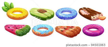 Set of swimming inflatable rings and mattresses Set of swimming inflatable rings and mattresses 94501063