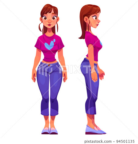Standing pretty woman in front and side view 94501135