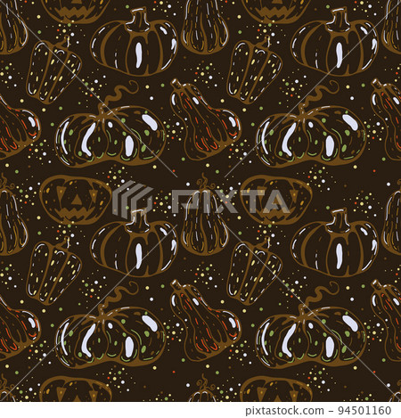 Autumn seamless vector pattern with pumpkins... - Stock Illustration ...