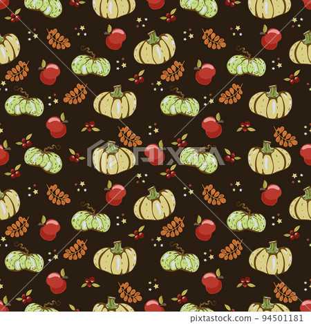 Autumn seamless vector pattern with pumpkins... - Stock Illustration ...