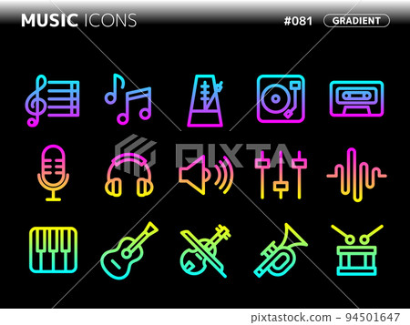 Gradient style icon set related to music_081 Gradient style icon set related to music_081 94501647