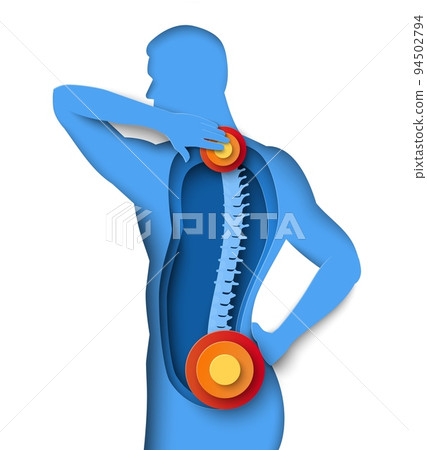 Man with neck and back ache vector 94502794