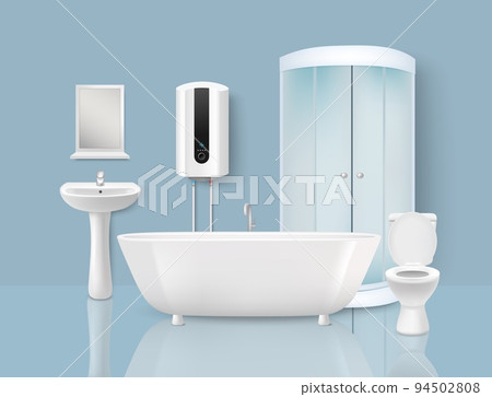 Bath room realistic vector modern design interior 94502808