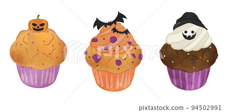 Halloween cute muffin illustration set Halloween cute muffin illustration set 94502991