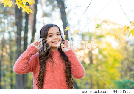 smiling child listen music in headphones, happiness smiling child listen music in headphones, happiness 94503592