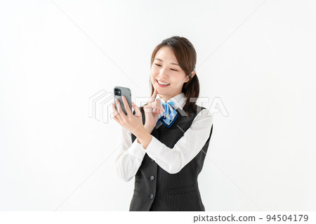 Business smartphone female uniform Business smartphone female uniform 94504179