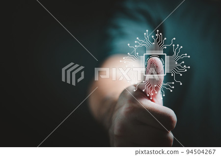 Fingerprint cyber security and Personal Data Protection Act or PDPA with people background. Technology information and privacy policy concept. Fingerprint cyber security and Personal Data Protection Act or PDPA with people background. Technology information and privacy policy concept. 94504267
