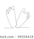 Continuous line drawing of little baby feet. Minimalism art. 94504418