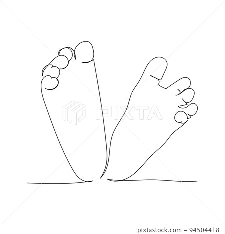 Continuous line drawing of little baby feet. Minimalism art. 94504418