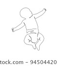Continuous line drawing of a little baby is lying on the bad. Minimalism art. 94504420