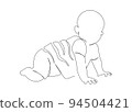 Continuous line drawing of a little baby is lying on the bad. Minimalism art. 94504421