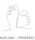 Continuous line drawing of little baby feet. Minimalism art. 94504422