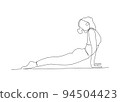 Continuous line drawing of woman doing exercise yoga. Minimalism art. 94504423