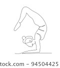 Continuous line drawing of woman doing exercise yoga. Minimalism art. 94504425