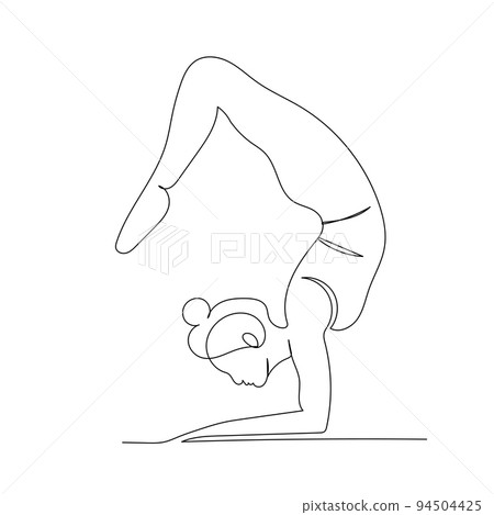 Continuous line drawing of woman doing exercise yoga. Minimalism art. 94504425