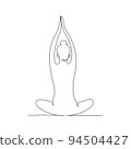 Continuous line drawing of woman doing exercise yoga. Minimalism art. 94504427
