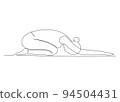 Continuous line drawing of woman doing exercise yoga. Minimalism art. 94504431
