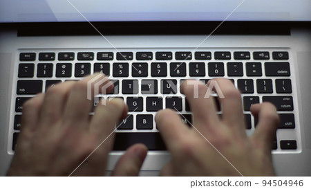 Businessman hands type on laptop keyboard business 4K Hands touch typing pointing cloud data social network media, Businessman hands type on laptop keyboard business 4K Hands touch typing pointing cloud data social network media, 94504946