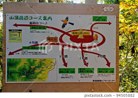 [東京]秋天的高尾山 登山路線6號線設置的路線指南 94505882