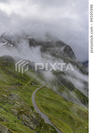 Typical alpine landscape of Swiss Alps near Sustenstrasse, Urner Alps, Canton of Bern, Switzerland Typical alpine landscape of Swiss Alps near Sustenstrasse, Urner Alps, Canton of Bern, Switzerland 94505996