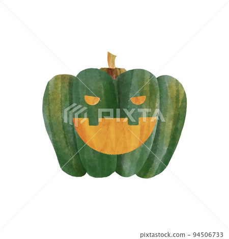 Illustration of a jack-o-lantern with slanted eyes 94506733
