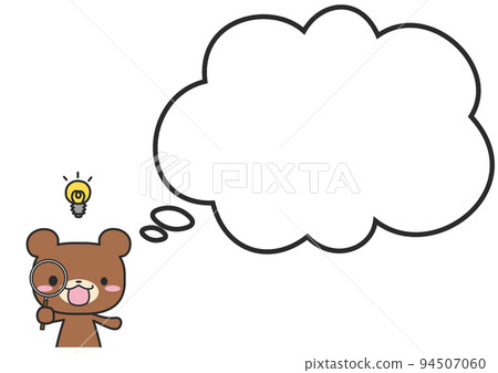 一隻帶放大鏡的熊和一個簡單的蓬鬆氣球 一隻帶放大鏡的熊和一個簡單的蓬鬆氣球 94507060