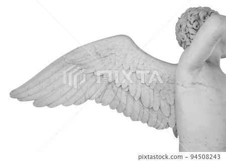 Ancient statue. Wing of angel. Statue detail isolated on white background with clipping path Ancient statue. Wing of angel. Statue detail isolated on white background with clipping path 94508243
