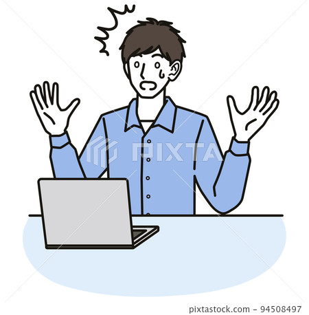 驚訝的人看著電腦屏幕 驚訝的人看著電腦屏幕 94508497