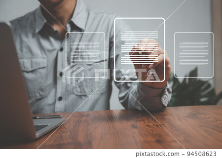 Digital document e-signing smart contract online electronic management concept. 94508623