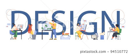 Design header and characters of professional designers, flat vector illustration. 94510772