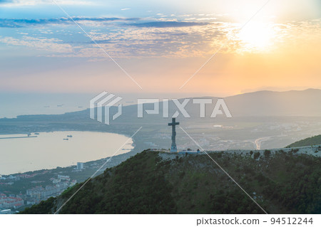 Russia on August 14, 2022. A large Orthodox cross on the Markhot ridge in Gelendzhik. 94512244