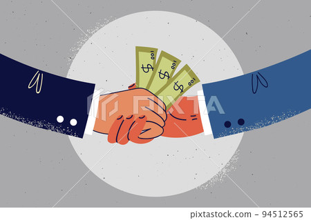 Businesspeople shake hands exchange money  94512565
