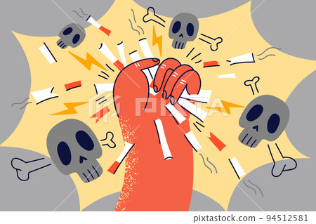 Hand of person throwing cigarettes 94512581