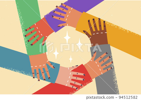 Diverse people hold hands in circle Diverse people hold hands in circle 94512582