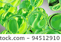 Green water drops. Abstract water with bubbles. 3D illustration 94512910