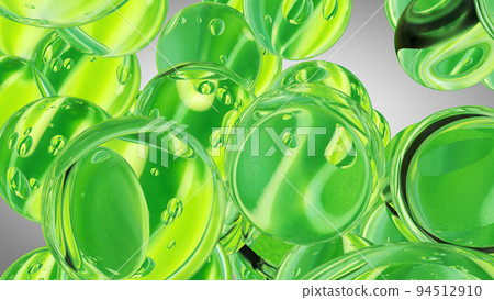 Green water drops. Abstract water with bubbles. 3D illustration 94512910