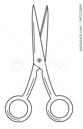 Hand drawn scissors. A tool for haircuts and crafts. 94513864
