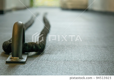 Rope exercise gym battle fitness fit active muscular healthy, for training physical from strength for working energy, effort activity. Athletic , 94513923
