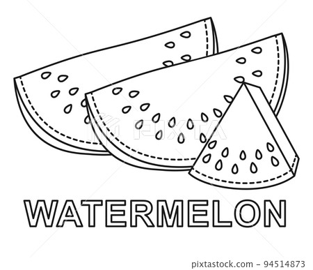 Black and white line art ripe sliced up watermelons 94514873