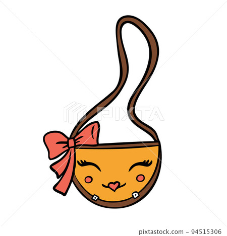 Women's handbag on a long strap. Vector illustration in doodle style 94515306