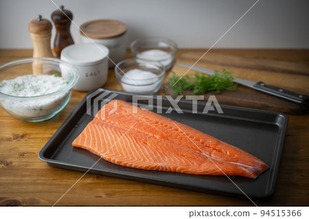salmon gravlax, scandinavian cured food 94515366