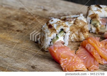 sushi with red salted fish and rice 94515789