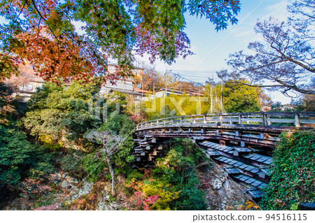 Otsuki City, Yamanashi Prefecture Kai no Saruhashi Bridge dyed in autumn leaves Otsuki City, Yamanashi Prefecture Kai no Saruhashi Bridge dyed in autumn leaves 94516115
