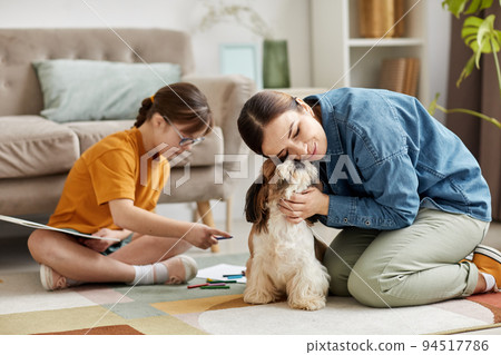 Family On Floor At Home 94517786