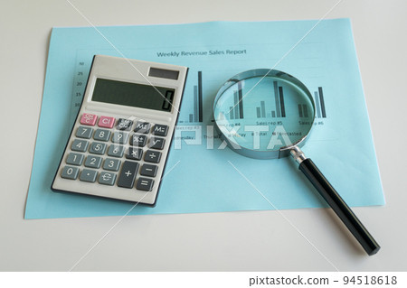 Sales revenue report and business performance concept. Sales revenue report and business performance concept. 94518618